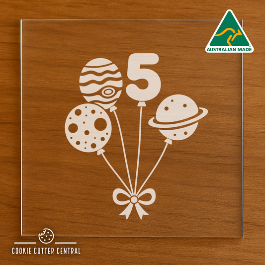 Number 5 - Space Balloons Cutter for Acrylic Debosser - 8cm x 7cm