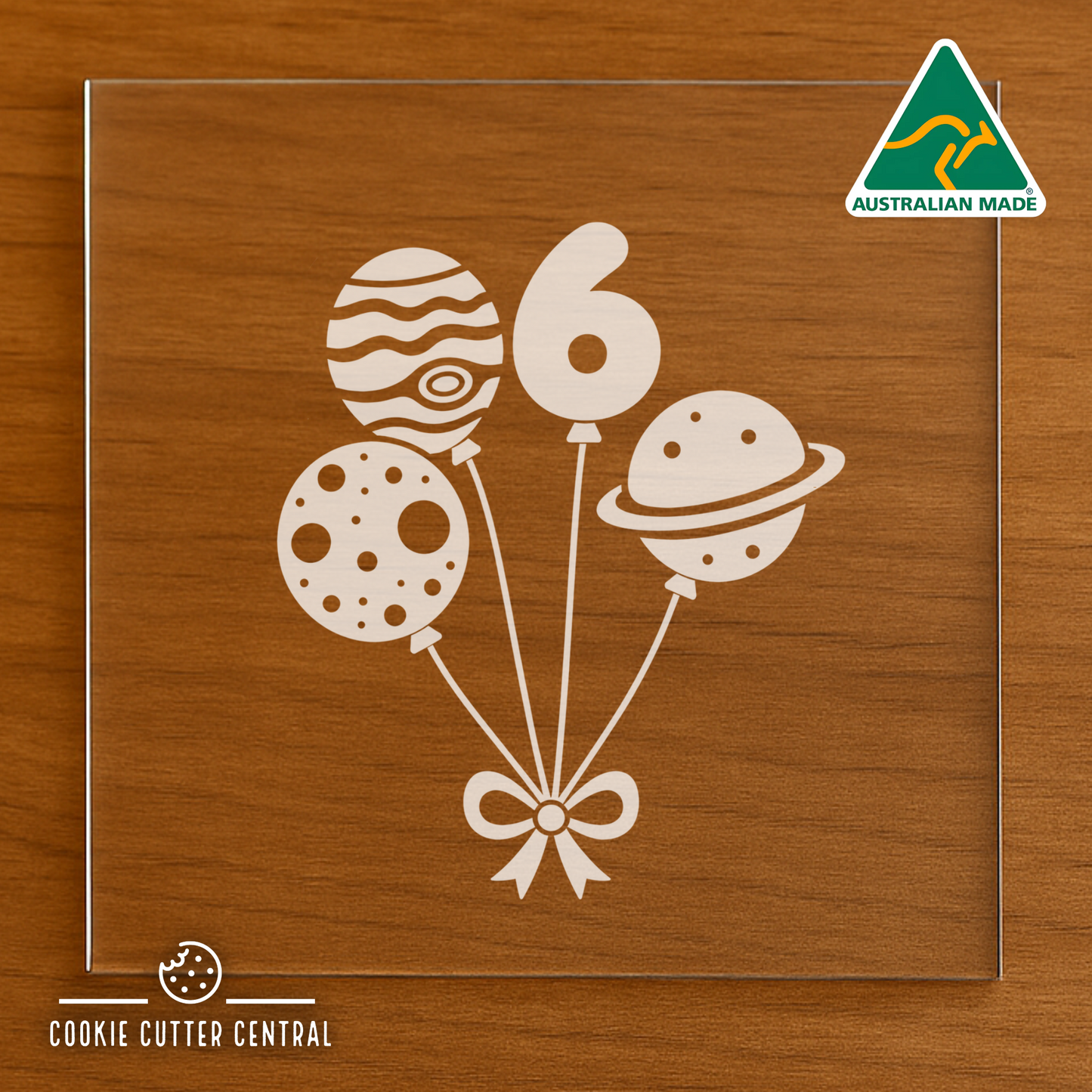 Number 6 - Space Balloons Cutter for Acrylic Debosser - 8.1cm x 6.9cm