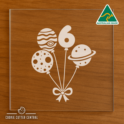 Number 6 - Space Balloons Cutter for Acrylic Debosser - 8.1cm x 6.9cm