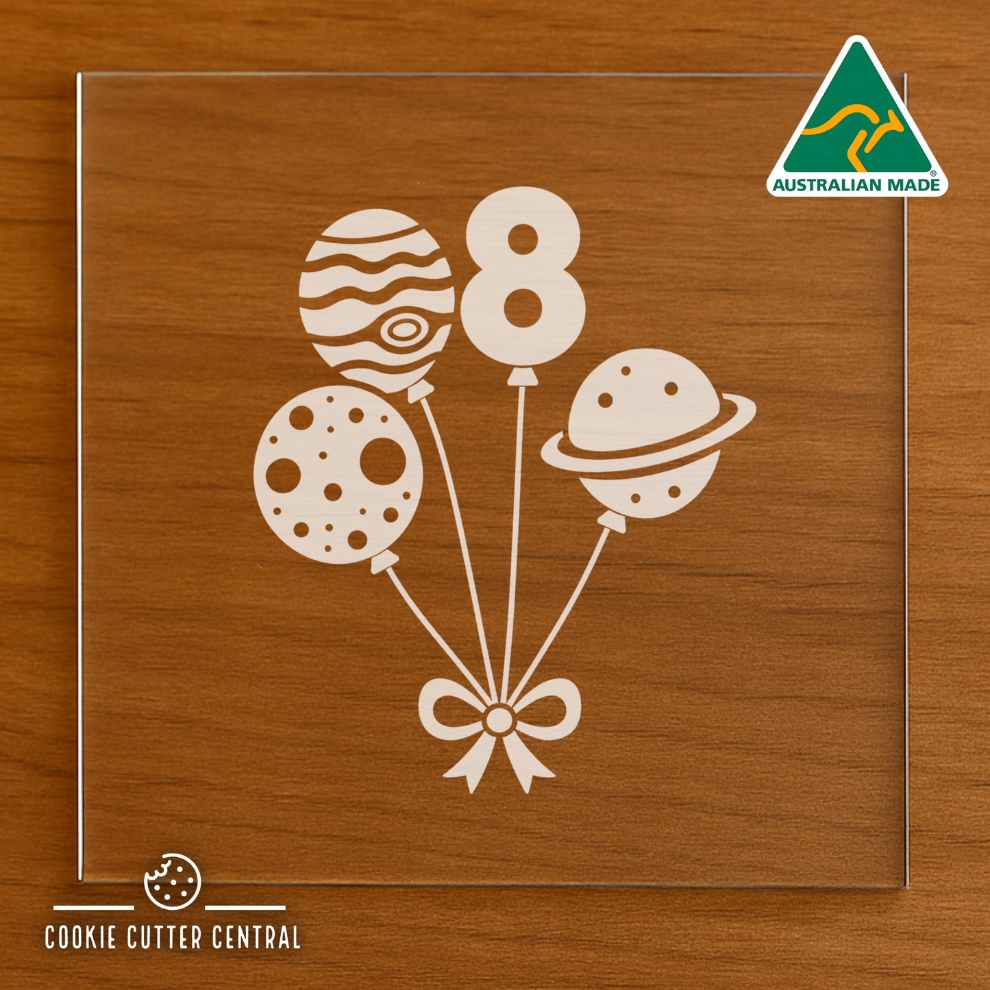 Number 8 - Space Balloons Cutter for Acrylic Debosser - 8.1cm x 6.9cm
