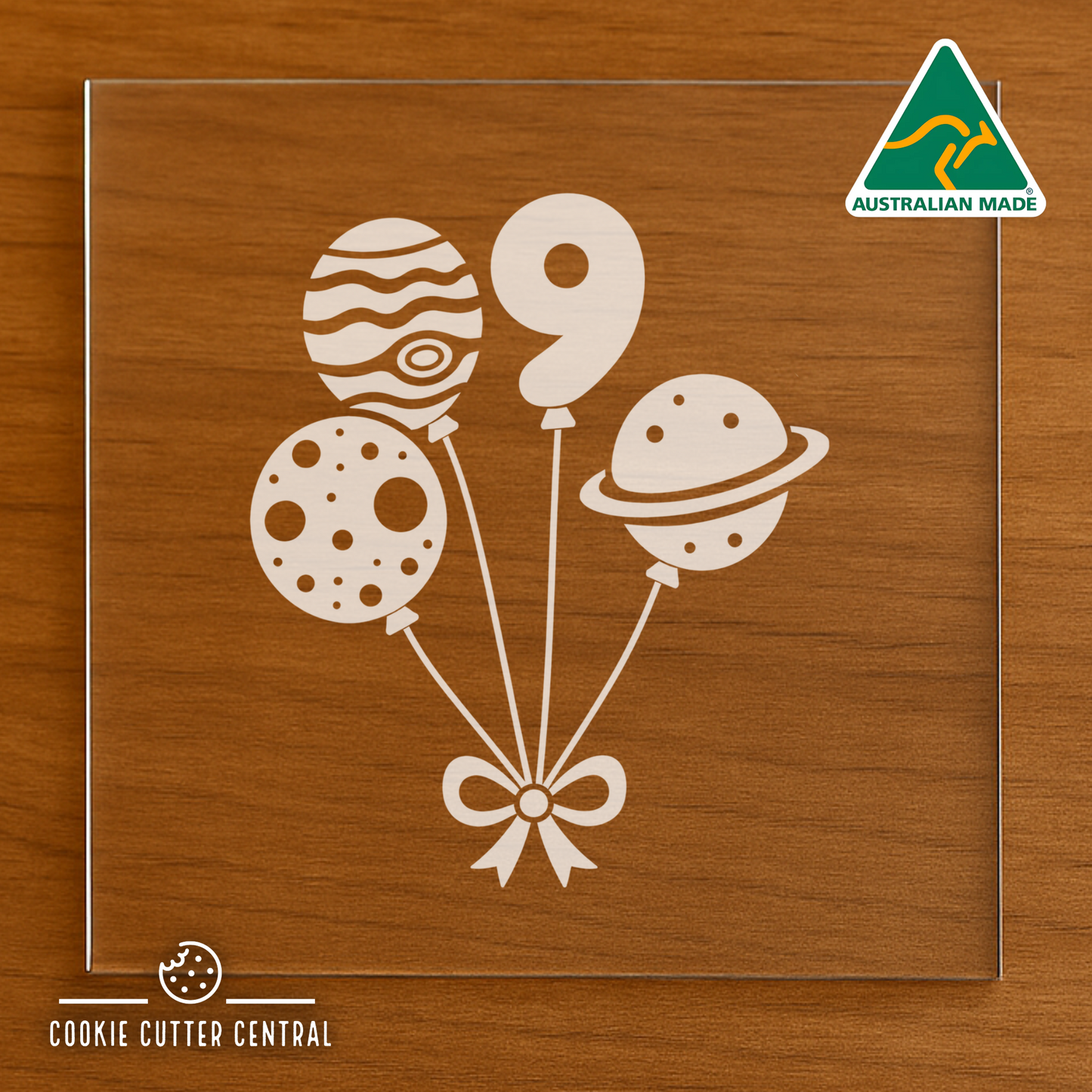 Number 9 - Space Balloons Cutter for Acrylic Debosser - 8.1cm x 6.9cm