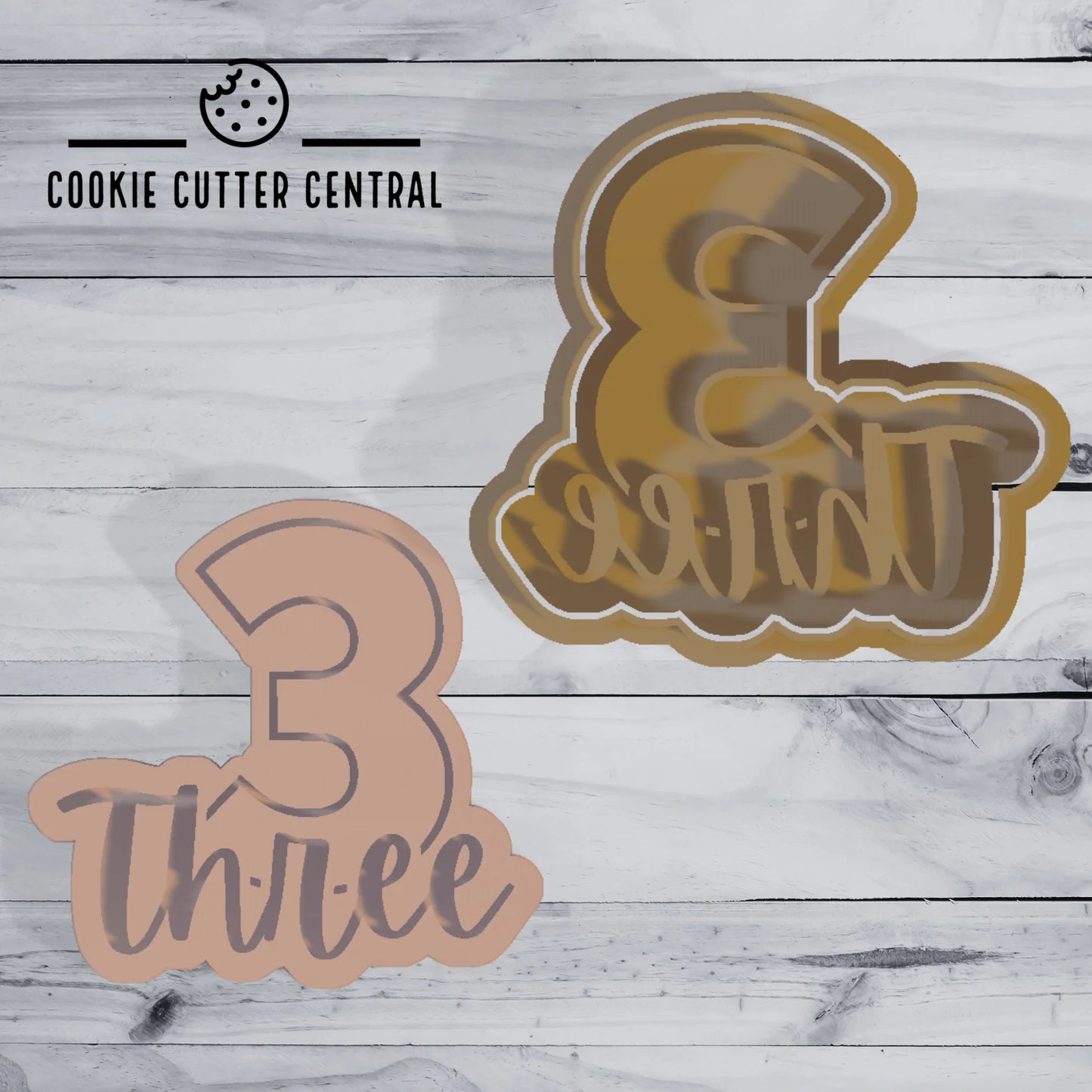 Numbers 1-9 with Cursive Number Text Cookie Cutter and Embosser Set - 8cm Height