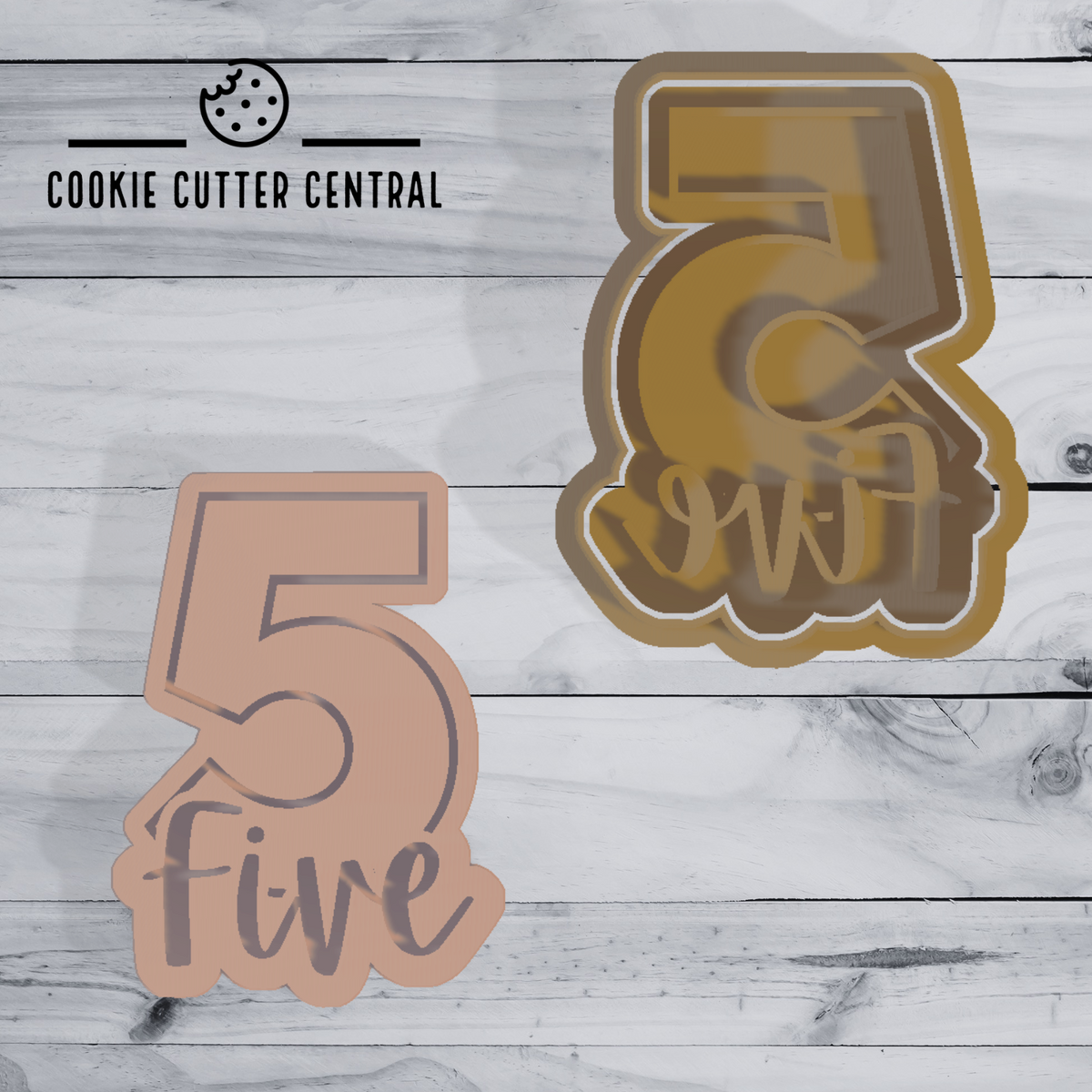5 In Cursive Number 5 with Cursive Number Text Cookie Cutter and Embosser - 8cm x 5 ...