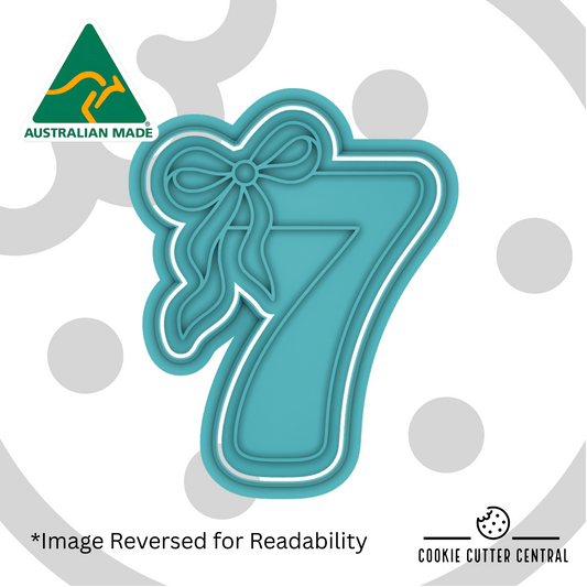 Number 7 with Bow Cookie Cutter and Embosser - 8.5cm x 6.6cm