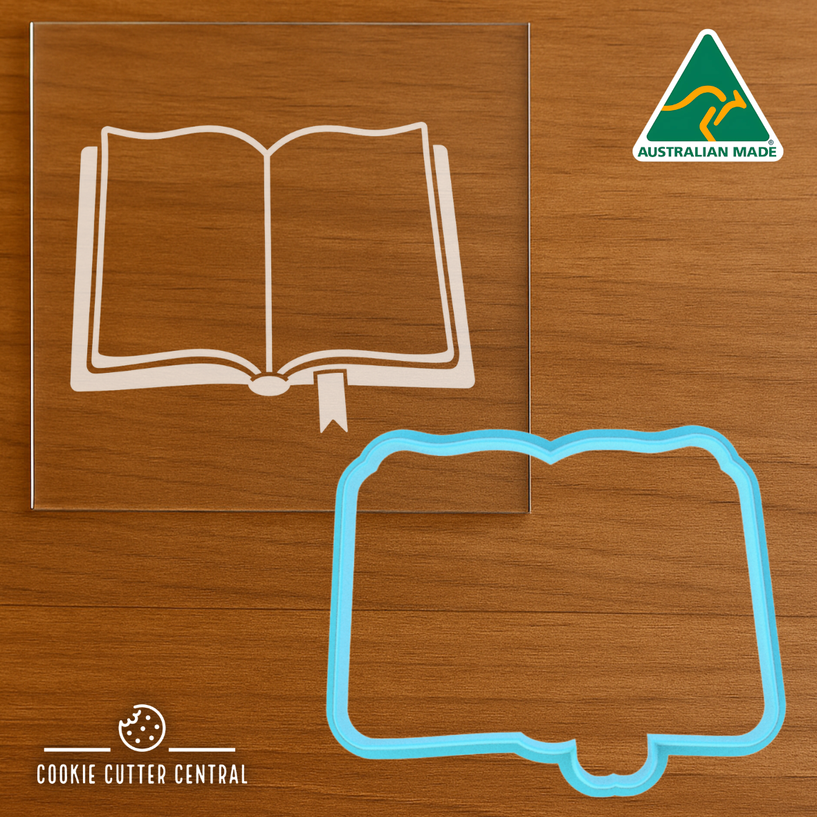 Open Book Cookie Cutter and Acrylic Debosser - 6.5cm x 8.2cm