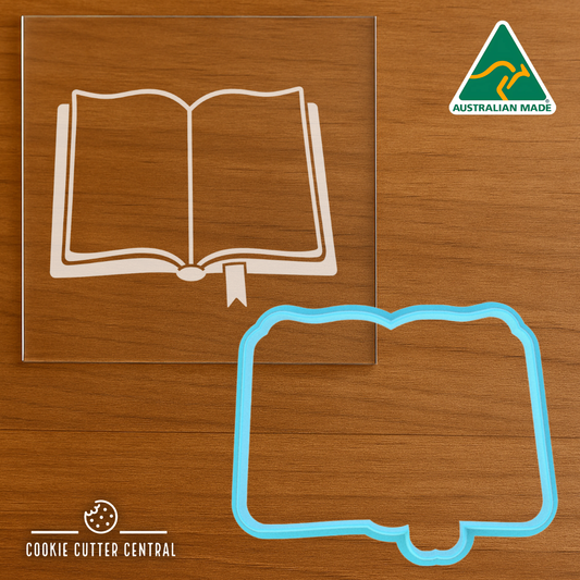 Open Book Cookie Cutter and Acrylic Debosser - 6.5cm x 8.2cm