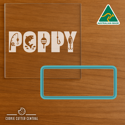 POPPY Fishing Theme Cookie Cutter and Acrylic Debosser - 3.3cm x 8.5cm