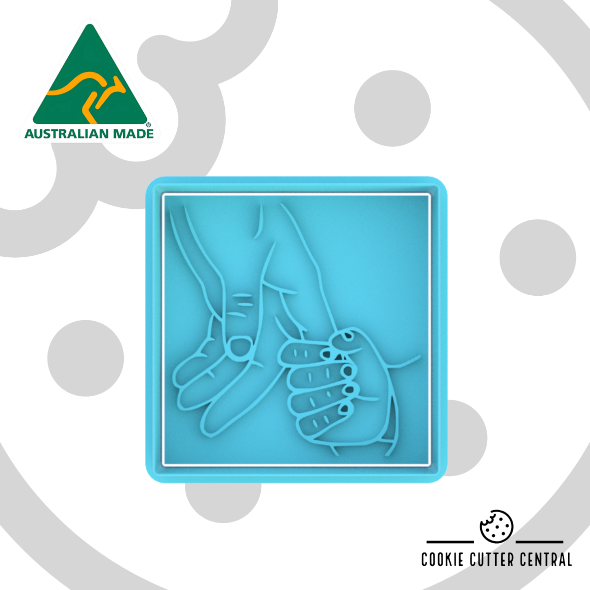 Parent Holding Baby Hand Cookie Cutter and Embosser - 6.7cm x 6.6cm