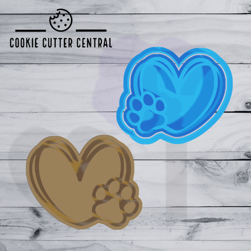 Paw Love Heart Cookie Cutter and Embosser 5.9cm x 7.2cm