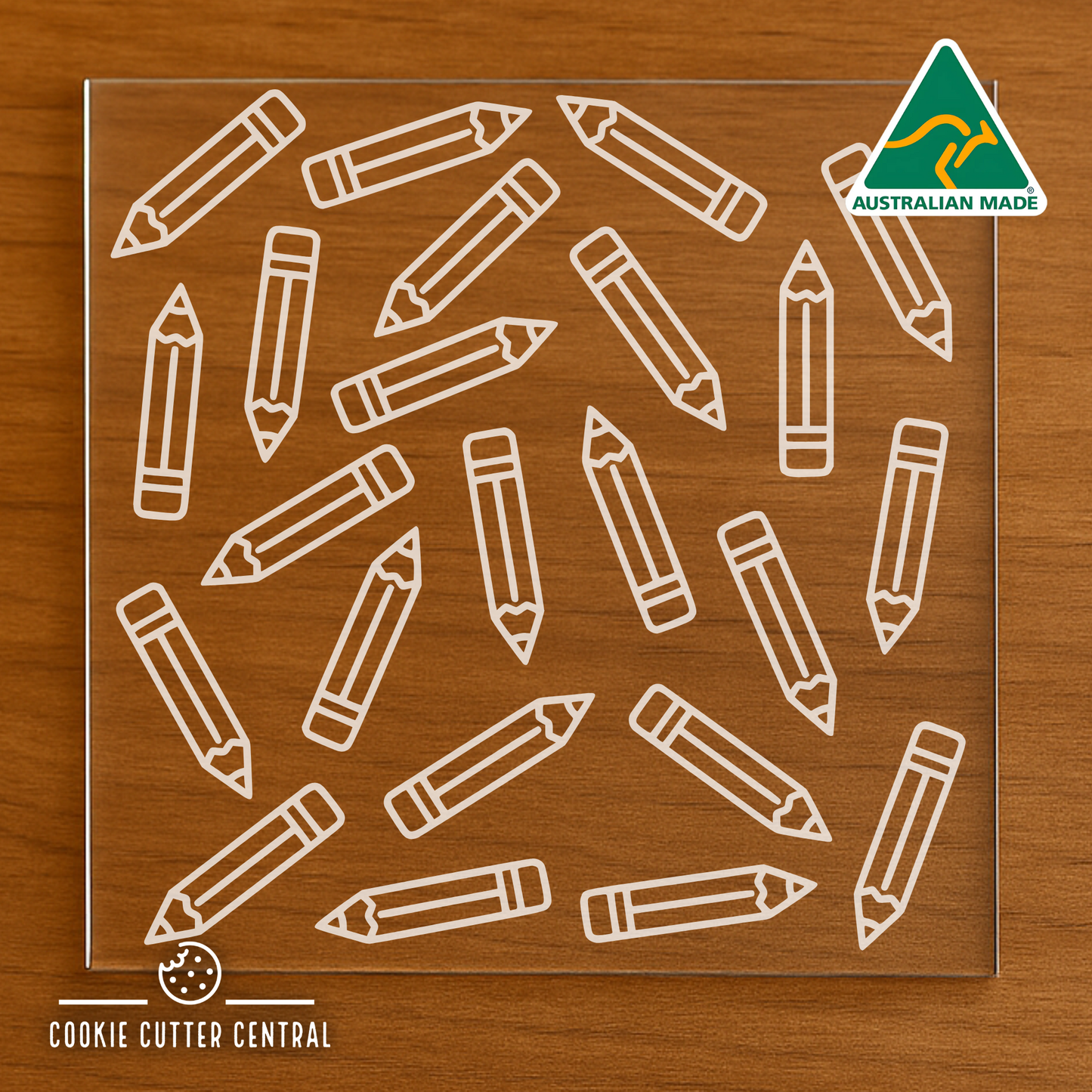 Pencil Pattern Plate Acrylic Debosser - 10cm Square