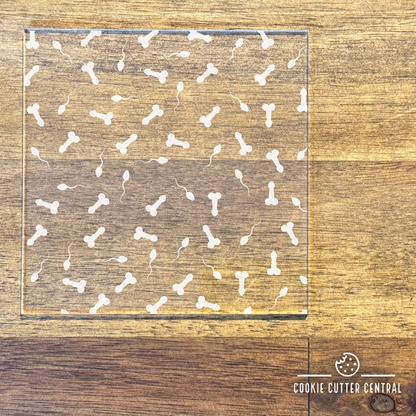 Penis & Sperm Acrylic Debosser Pattern Plate - 10cm