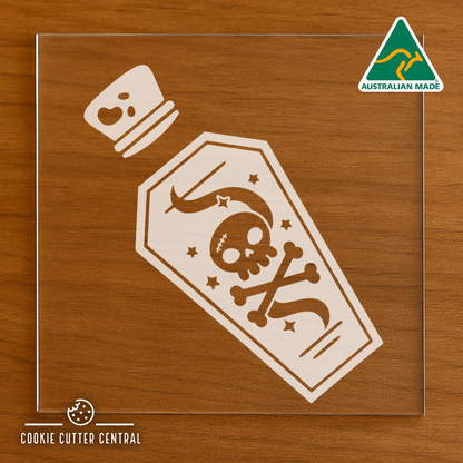 Poison Bottle Cookie Cutter and Acrylic Debosser - 9.3cm x 5.1cm