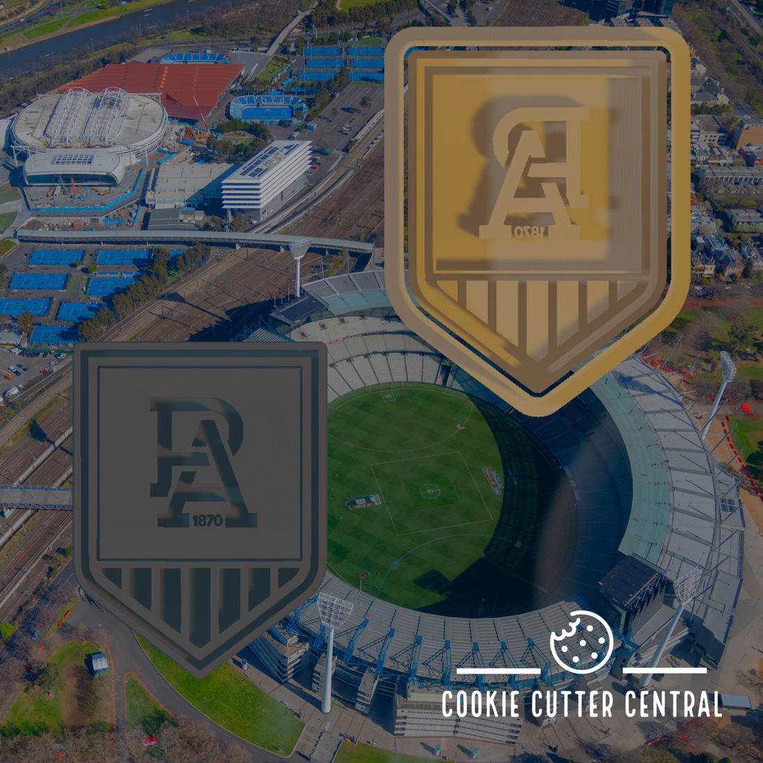 AFL Port Adelaide Logo Cookie Cutter and Embosser 7.2cm x 5.4cm