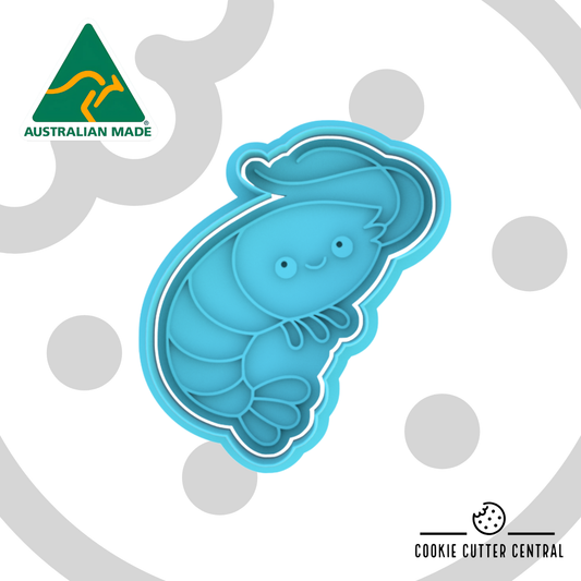 Prawn Cookie Cutter and Embosser - 8.1cm x 7.1cm