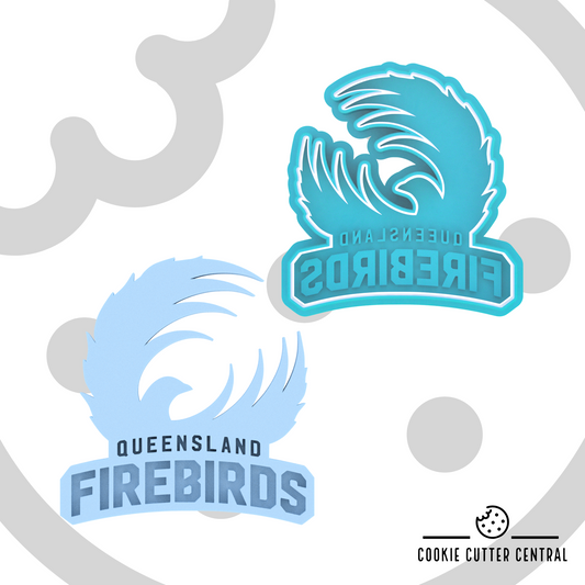 Queensland Firebirds Netball Team Cookie Cutter and Embosser - 8.8cm x 8.3cm