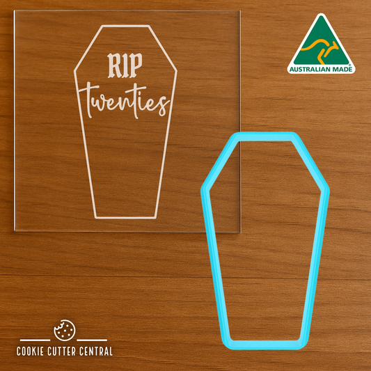 RIP twenties Cookie Cutter and Acrylic Debosser - 9.3cm x 5.2cm