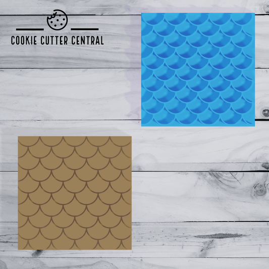 Fish Scale Pattern Cookie and Fondant Embosser - 7.5cm Square