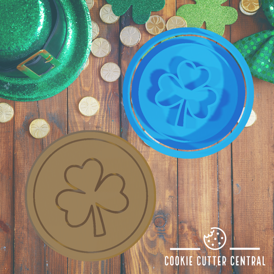 Shamrock Cookie Cutter and Embosser - 6.5cm Round