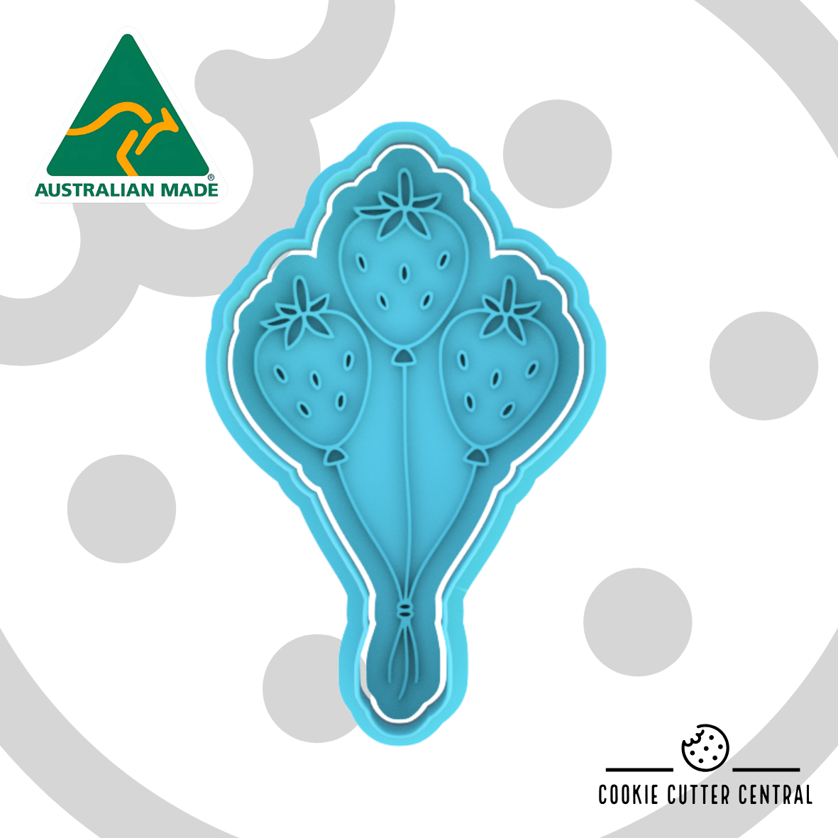 Strawberry Balloons Cookie Cutter and Embosser - 12cm x 6.2cm