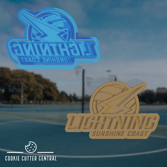Sunshine Coast Lightning Netball Team Cookie Cutter and Embosser - 6.5cm x 10.6cm