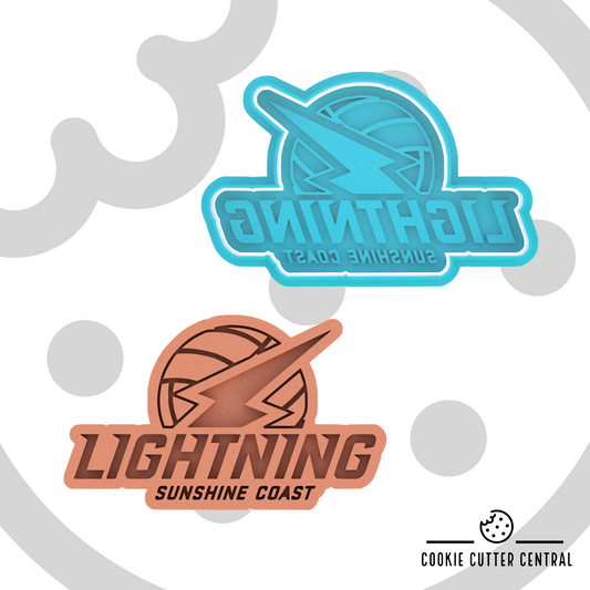 Sunshine Coast Lightning Netball Team Cookie Cutter and Embosser - 6.5cm x 10.6cm