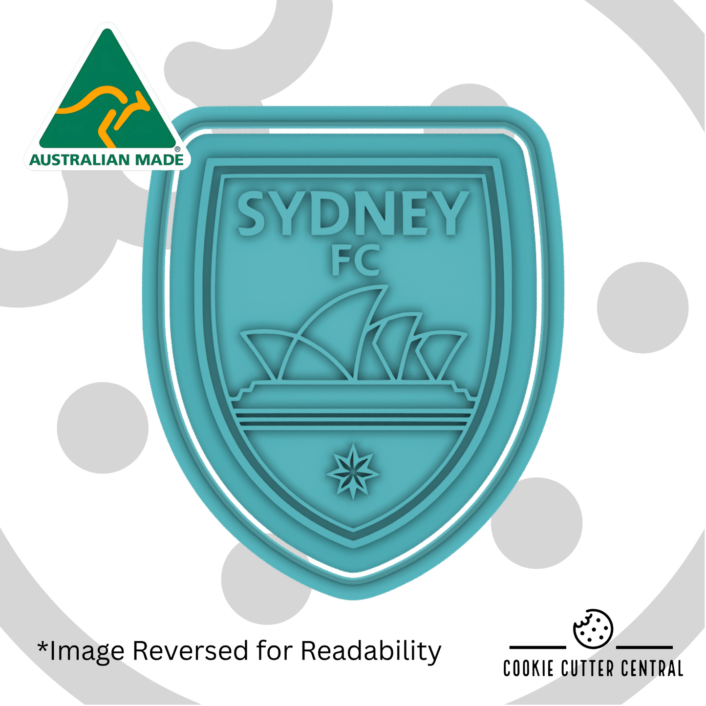 Sydney FC Cookie Cutter and Embosser - 8cm x 6.7cm