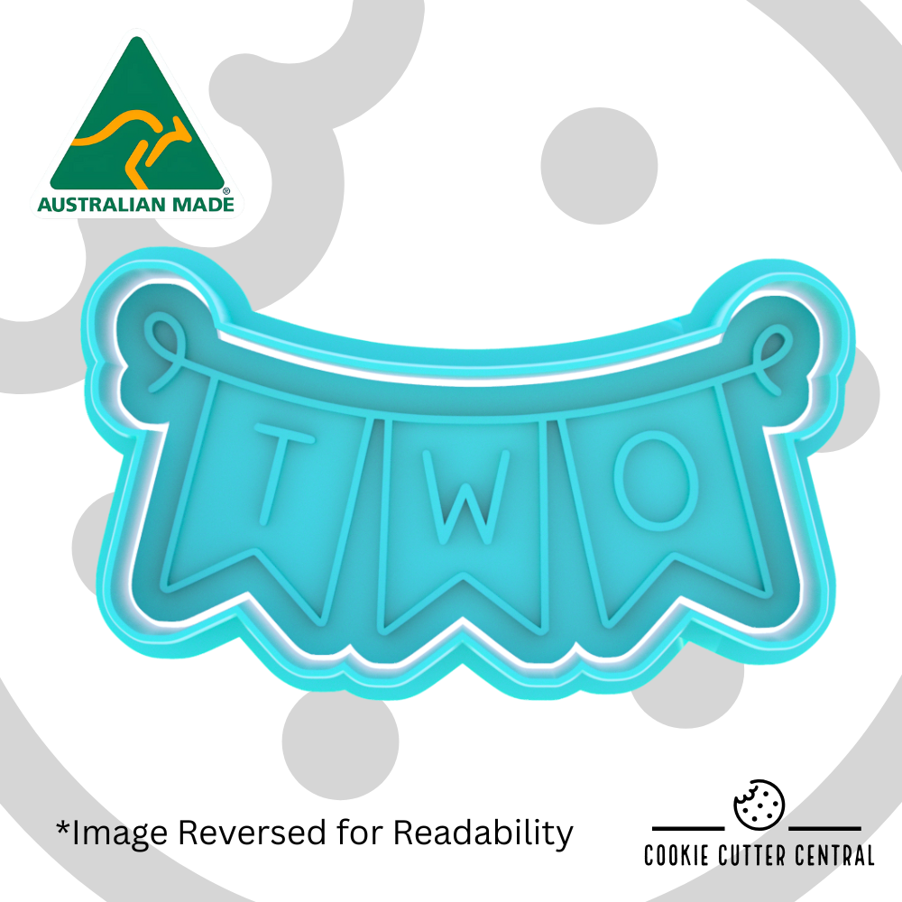 TWO Bunting Cookie Cutter and Embosser - 5cm x 9.2cm