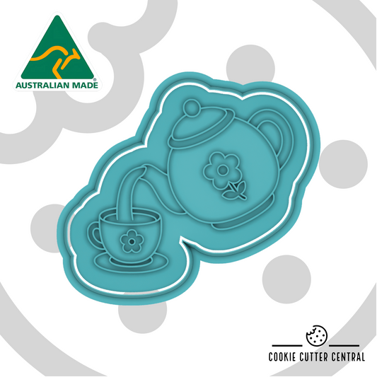 Tea Party Cookie Cutter and Embosser - 7.8cm x 8.9cm