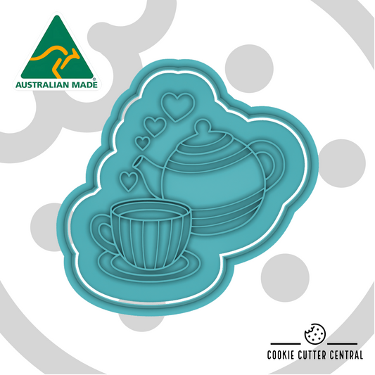 Tea Set Cookie Cutter and Embosser - 8.1cm x 8.3cm