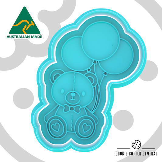 Teddy Bear with Balloons Cookie Cutter and Embosser 8.2cm x 6.4cm