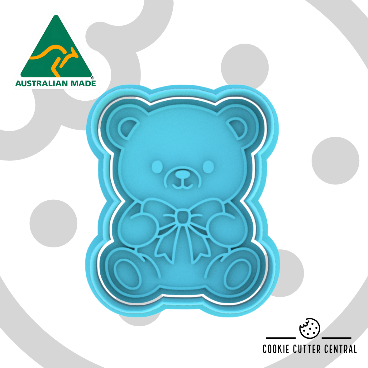 Teddy Bear with Bow Cookie Cutter and Embosser - 6.9cm x 5.6cm