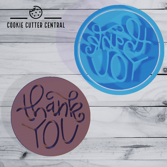 Thank You Cookie Cutter and Embosser Stamp - 7.5cm Round