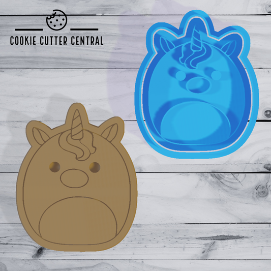 Unicorn Squishmallow Cookie Cutter and Embosser - 8.3cm x 6.8cm