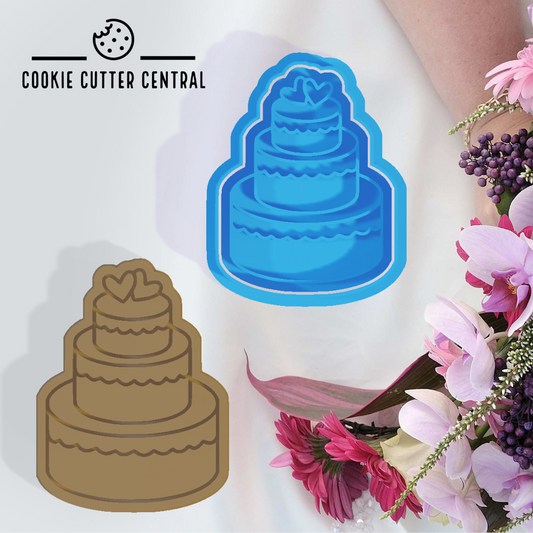 Wedding Cake (Design 1) Cookie Cutter and Embosser - 7.6cm x 5.8cm