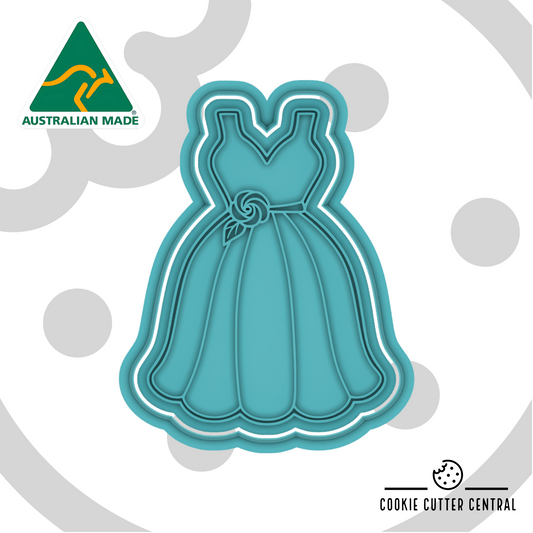 Wedding Dress with Flower Cookie Cutter and Embosser - 9.2cm x 7.1cm
