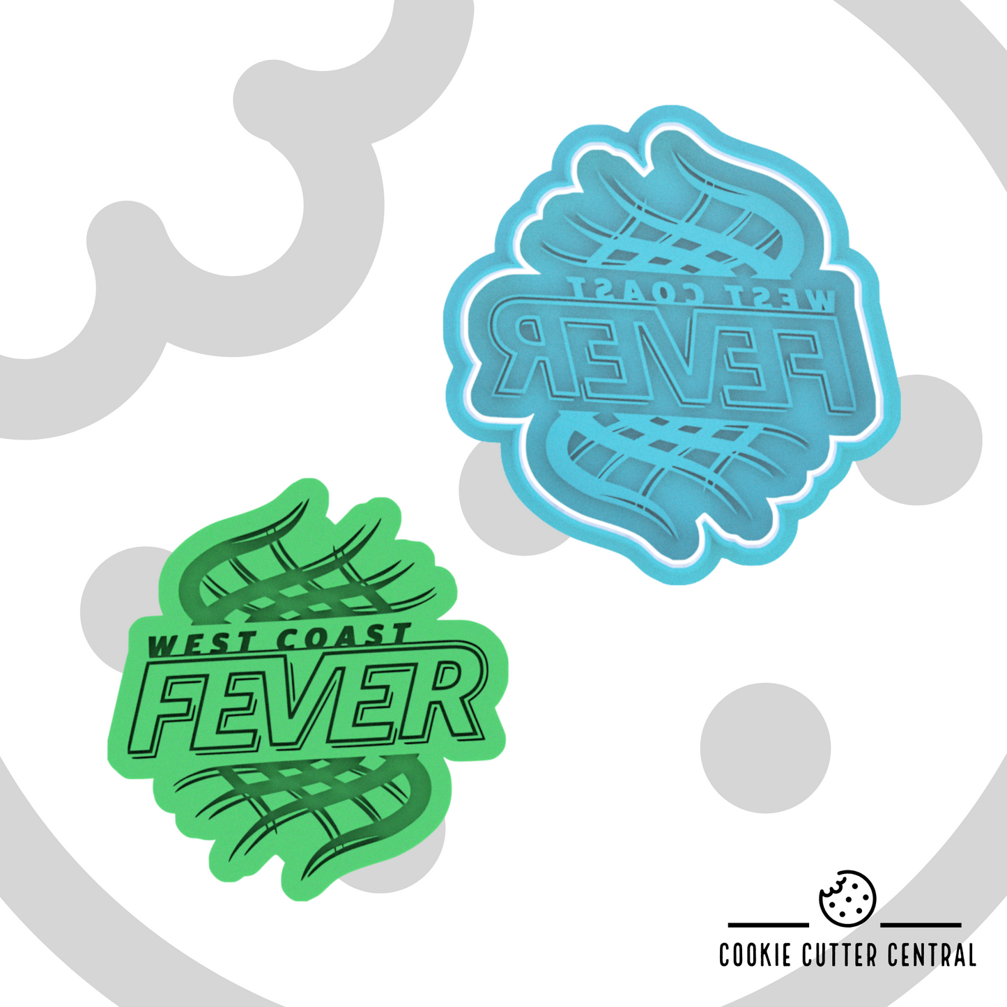 West Coast Fever Netball Team Cookie Cutter and Embosser - 8.3cm x 7.9cm