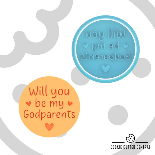 Will you be my Godparents Cookie Cutter and Embosser - 6.5cm Round