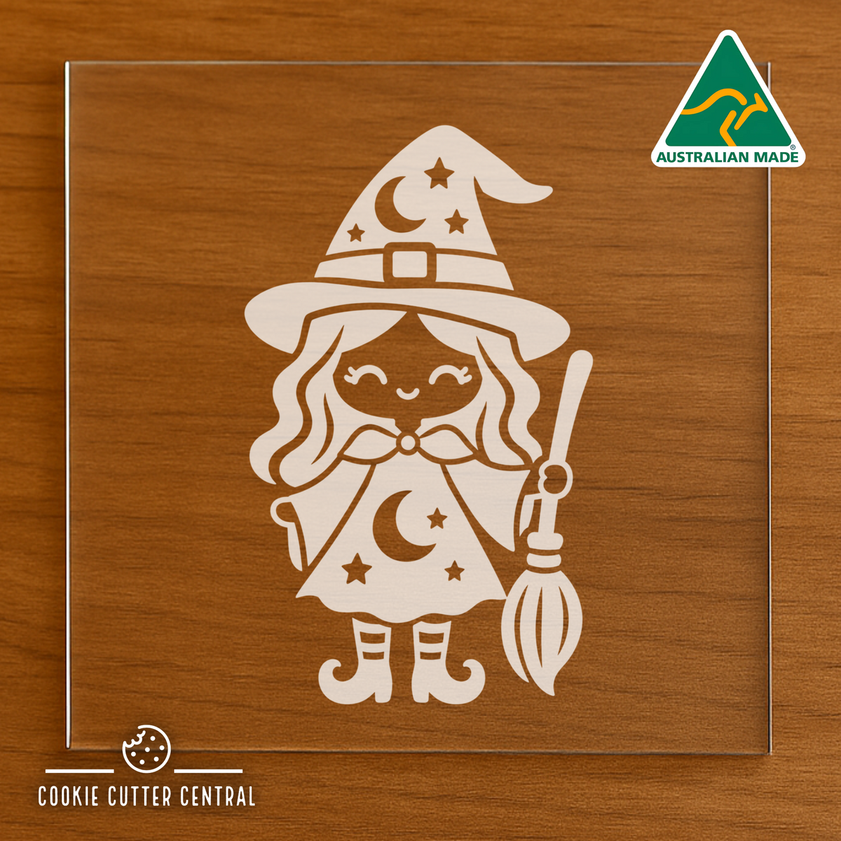 Witch Cookie Cutter and Acrylic Debosser - 8.7cm x 5.4cm