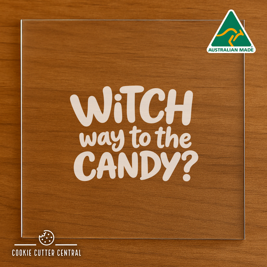 Witch way to the Candy Cookie Cutter and Acrylic Debosser - 7.5cm Round