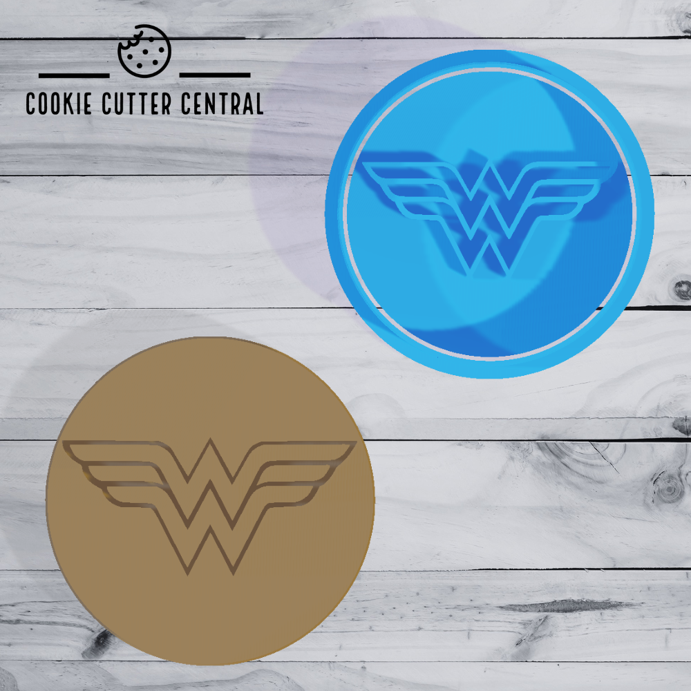 Wonder Woman Logo Cookie Cutter and Embosser 6.5cm Round