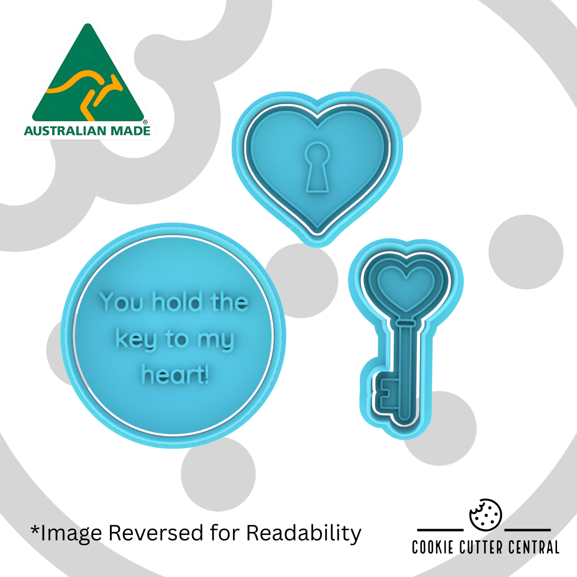 You Hold the Key to my Heart Cookie Cutter and Embosser Set - 3 PC