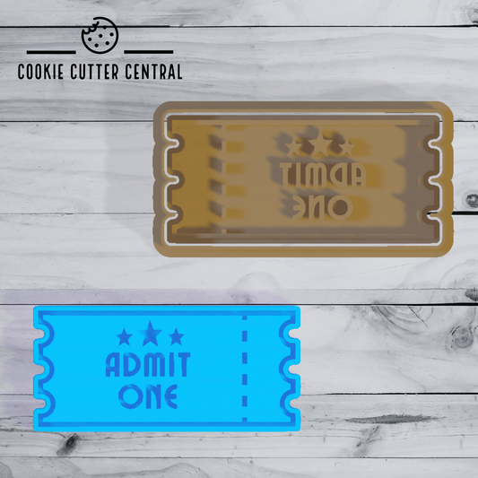 Admit One Movie Ticket Cookie Cutter and Embosser - 4.6cm x 9.7cm