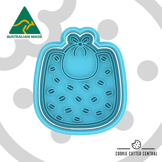 Coffee Bean Bib Cookie Cutter and Embosser - 6.9cm x 5.9cm