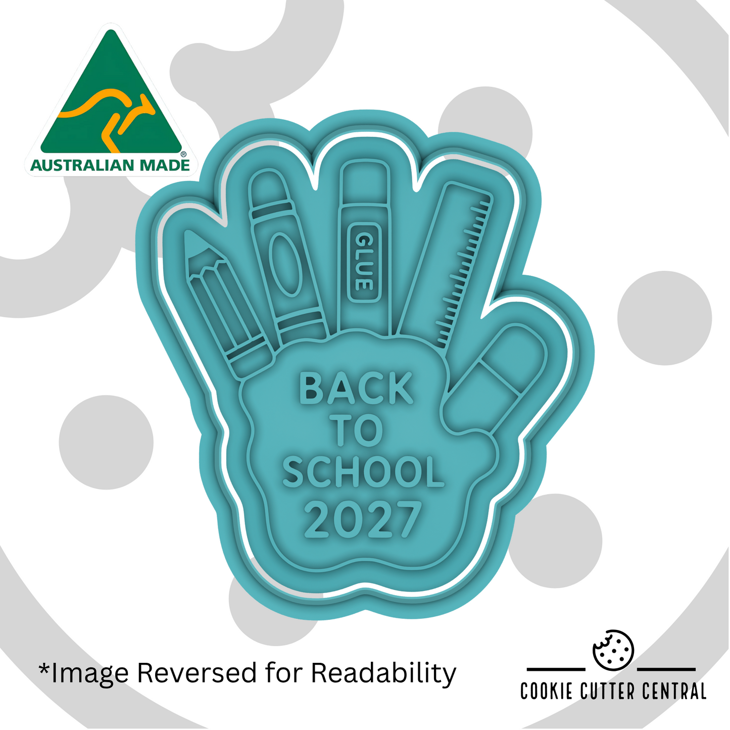 Back to School 2027 Stationery Cookie Cutter and Embosser - 8.4cm x 7.5cm