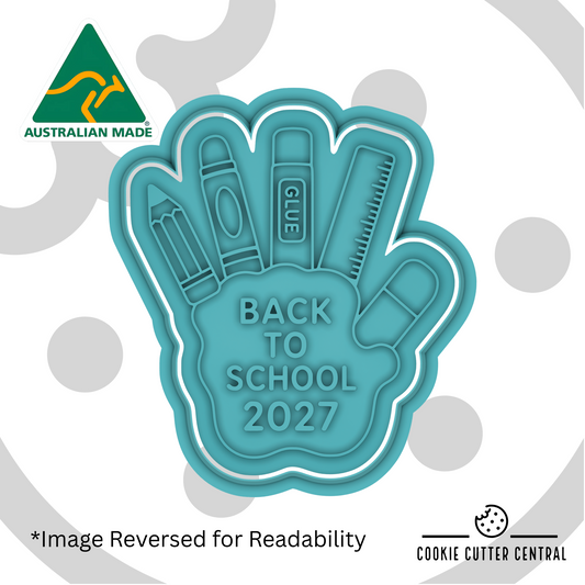Back to School 2027 Stationery Cookie Cutter and Embosser - 8.4cm x 7.5cm
