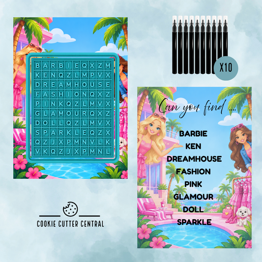 Barbie Theme Word Search Cookie Activity Set - Starter bundle