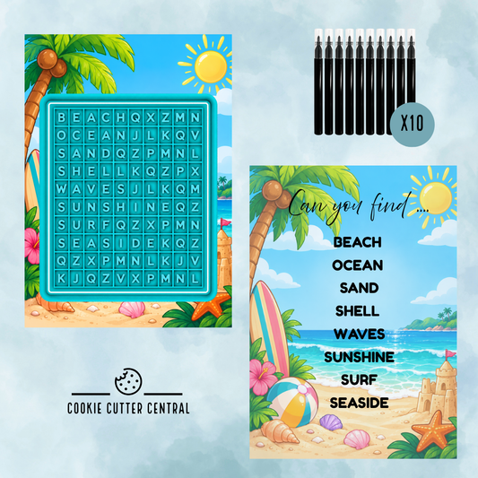Beach Theme Word Search Cookie Activity Set - Starter bundle