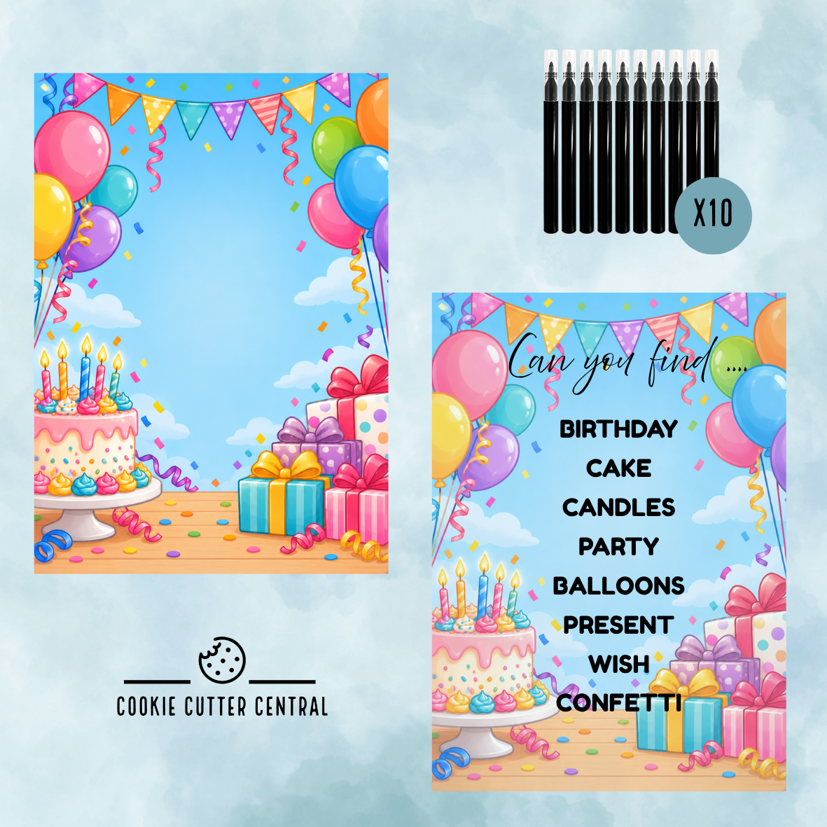 Birthday Theme Word Search Cookie Activity Set - Refill pack