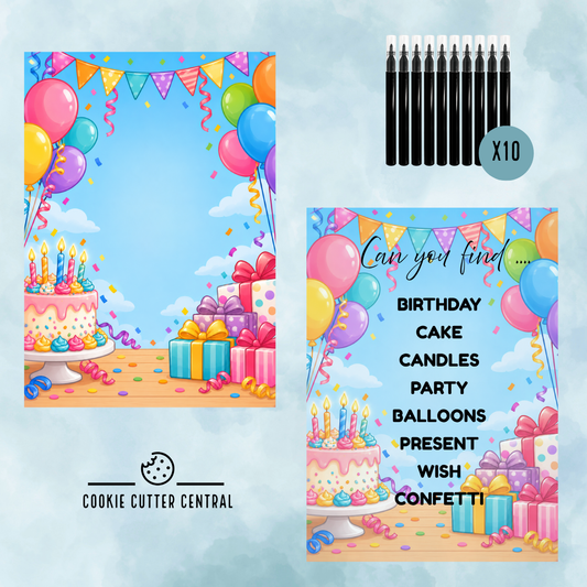 Birthday Theme Word Search Cookie Activity Set - Refill pack