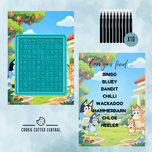 Bluey Theme Word Search Cookie Activity Set - Starter bundle